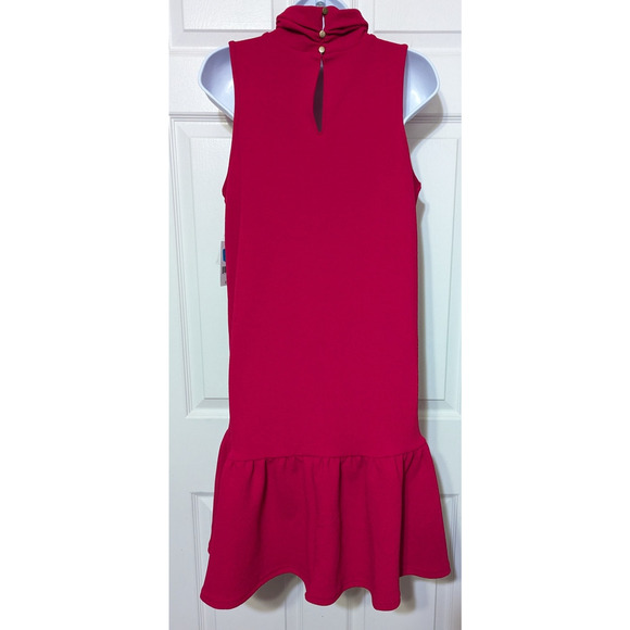 Ophelia Roe Red Sleeveless Keyhole Mock Neck Ruffle Dress Office Plus Size 1X - Picture 4 of 11